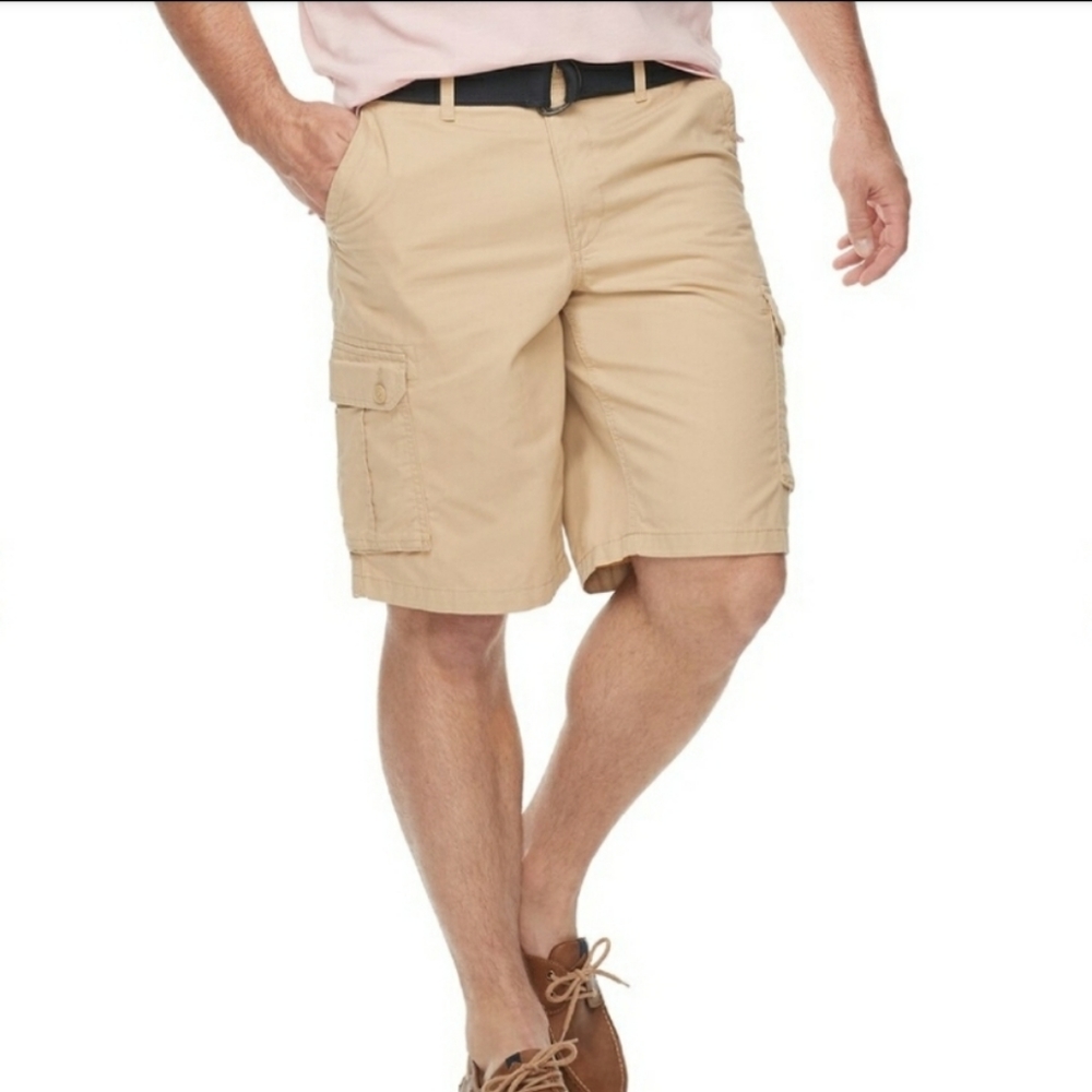 Men's Cargo Shorts With Belt Big and Tall 100% Cotton